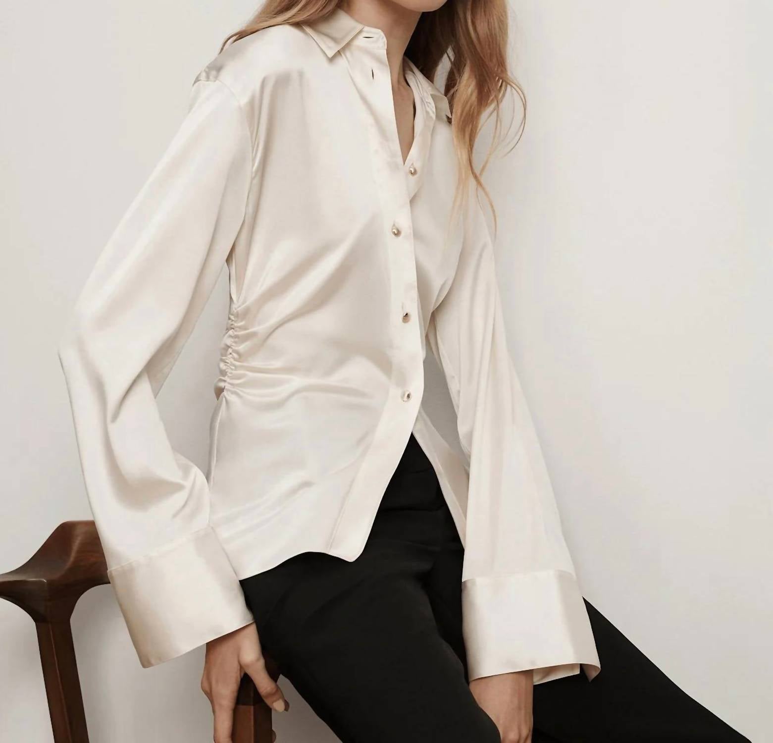 Veronica Beard Shiona Blouse in dove - women's blouse - view 6