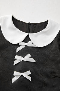 Shewin - Elegant Floral Bow Detail Mini Dress