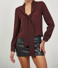 Edit By Nine - Tie Neck Woven Blouse