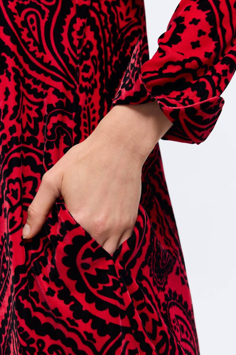 Foxcroft - Tammy Velvet Paisley Long Sleeve Dress