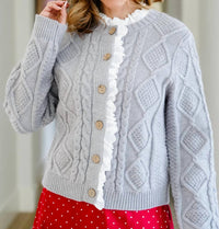 Aureum - Eyelet Trim Cable Knit Cardigan