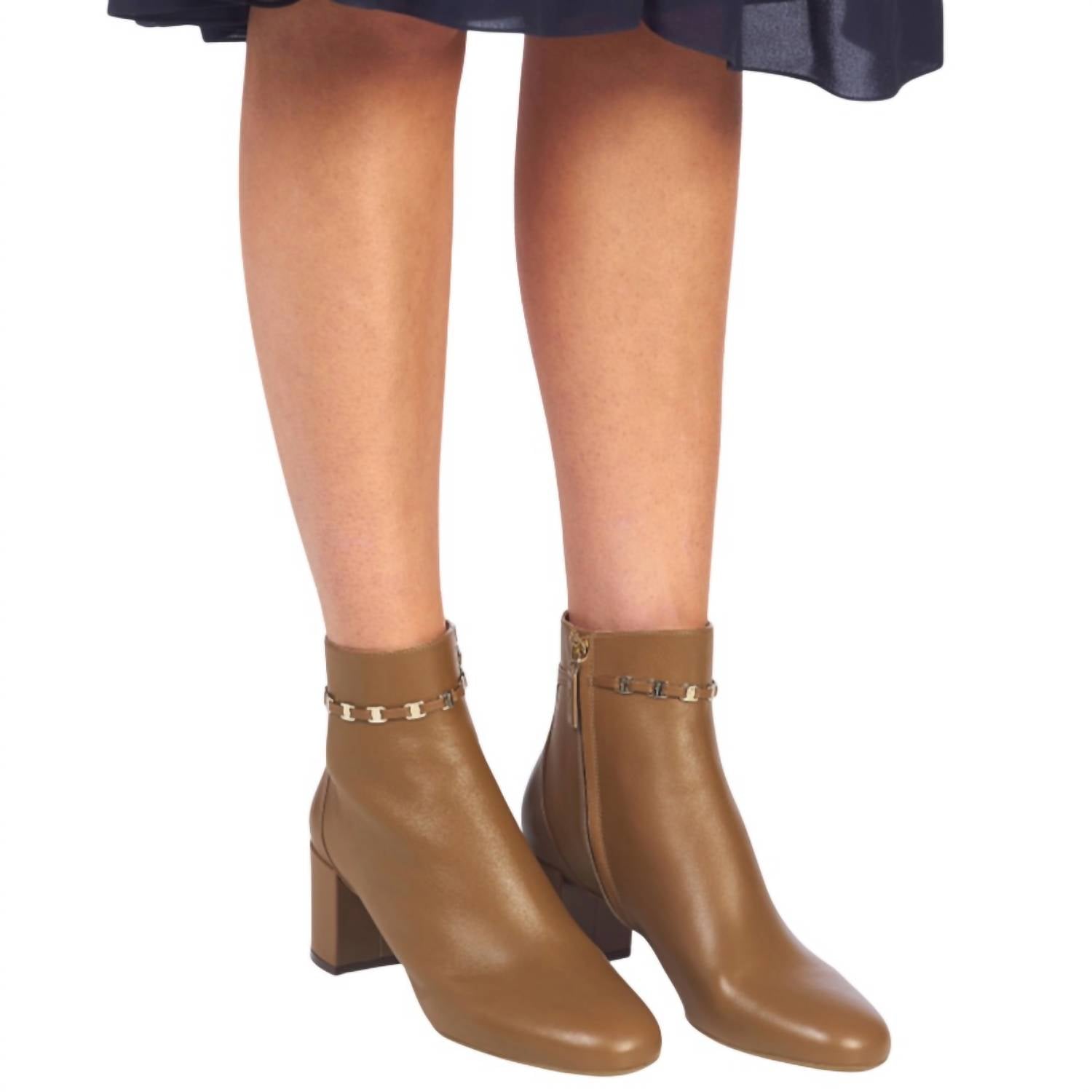 Salvatore Ferragamo - Women's Chain-link Leather Ankle Boots