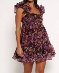 Storia - Organza Floral Ruffle Sleeve Dress