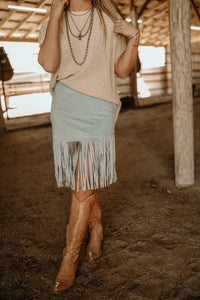 Rock & Roll Denim - Suede Fringe Skirt