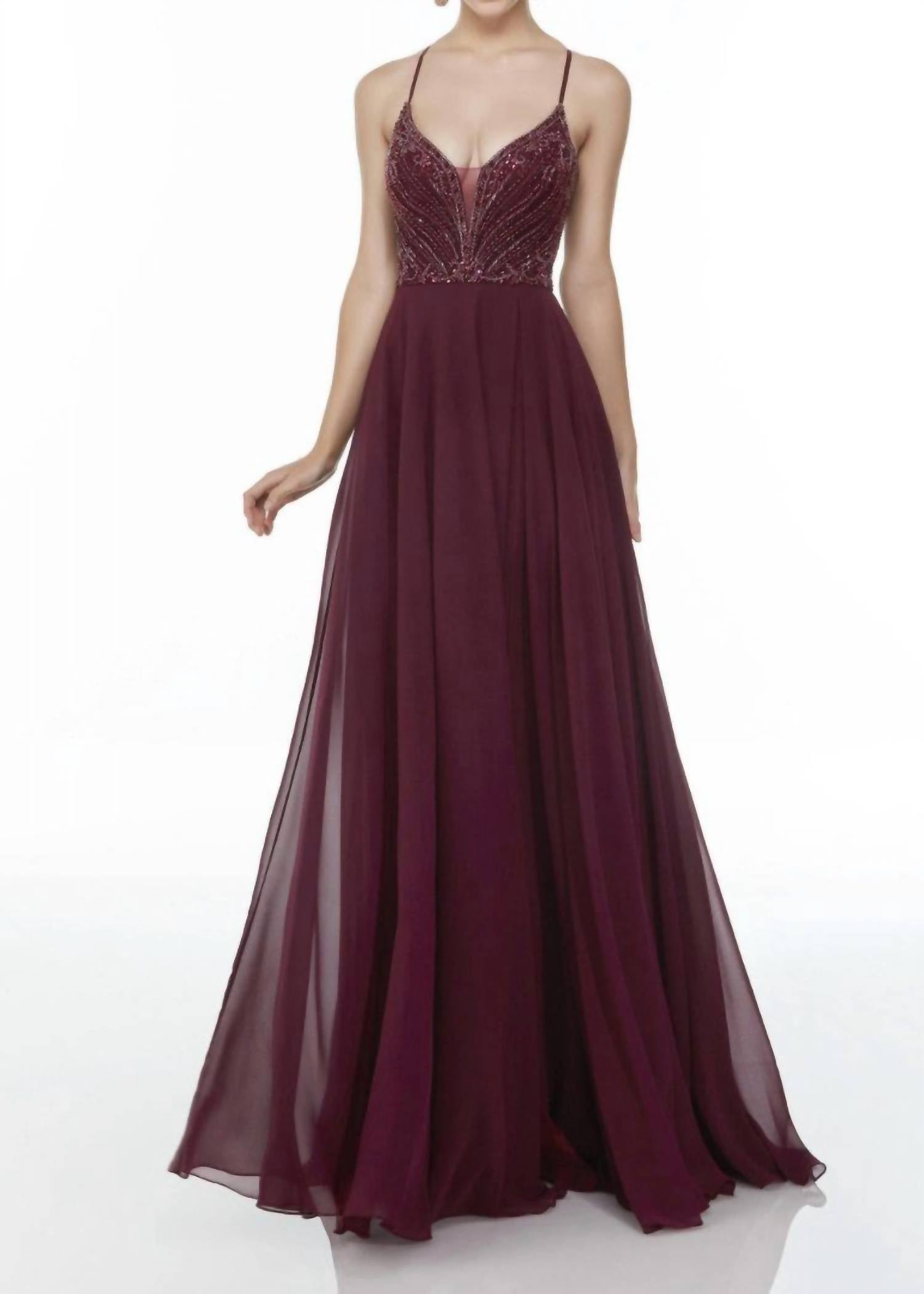 Alyce Paris - A-line Plunging Neckline Gown