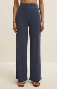 Z Supply Renae Rib Pant in indigo - women's pants - detail view