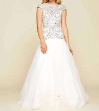 Mac Duggal - Cap Sleeve Ornate Illusion Trumpet Gown
