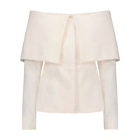 Marina Moscone - Foldover Shawl Off-the-shoulder Jacket
