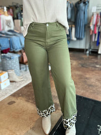 Entro - Contrast Cuff Wide Leg Pants