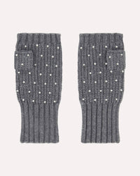 Minnie Rose - Women's Cotton Cashmere Rhinestone Fingerless Gloves