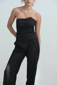 Hyde & Stone Fredericke Wool Bodice Top in black - women's blouse - detail view