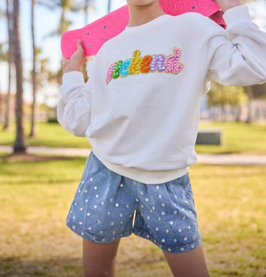 Lola + The Boys - Rocker Crystal Denim Shorts