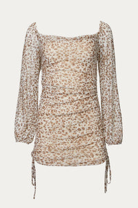 LEOPARD MESH MINI DRESS