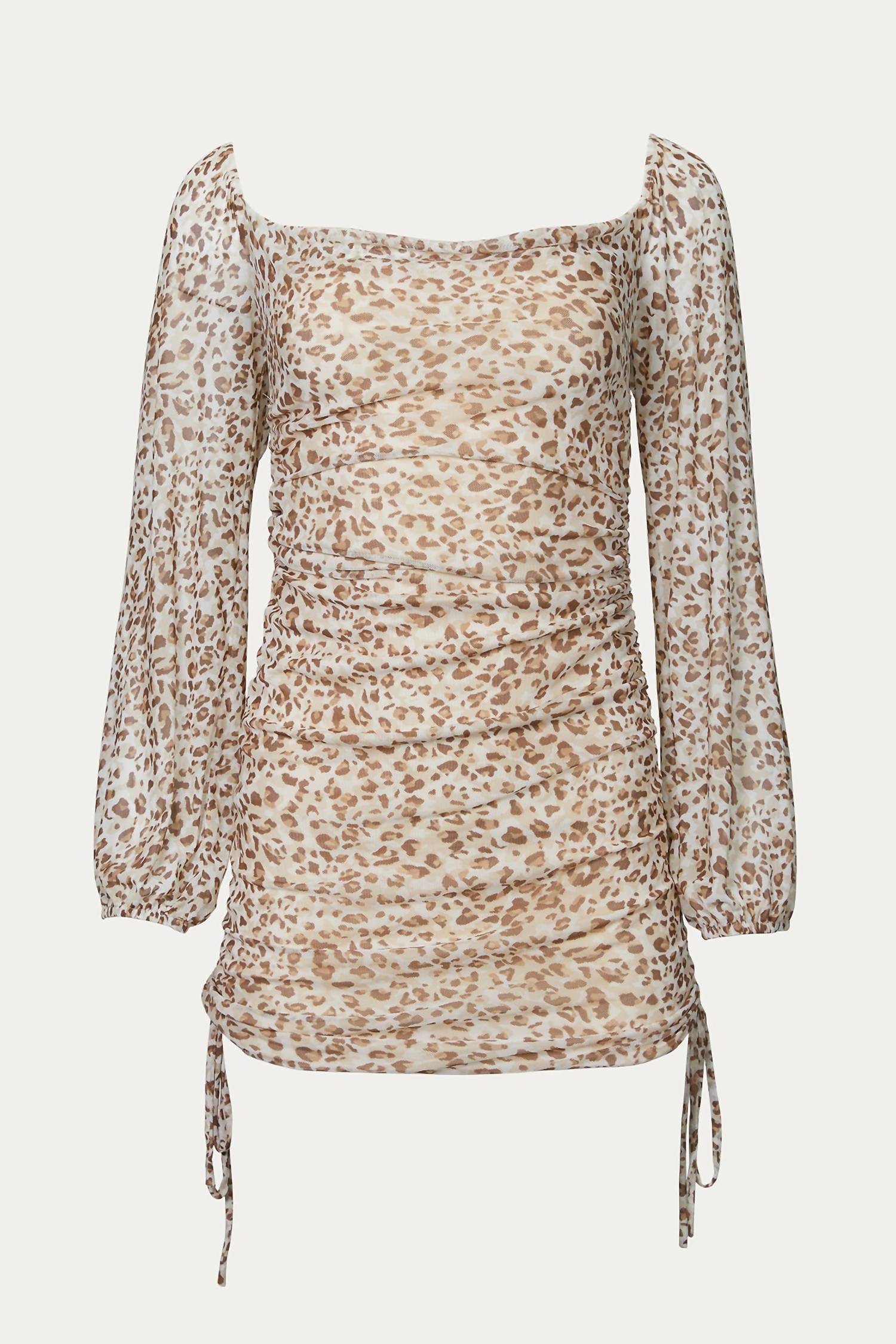 LEOPARD MESH MINI DRESS