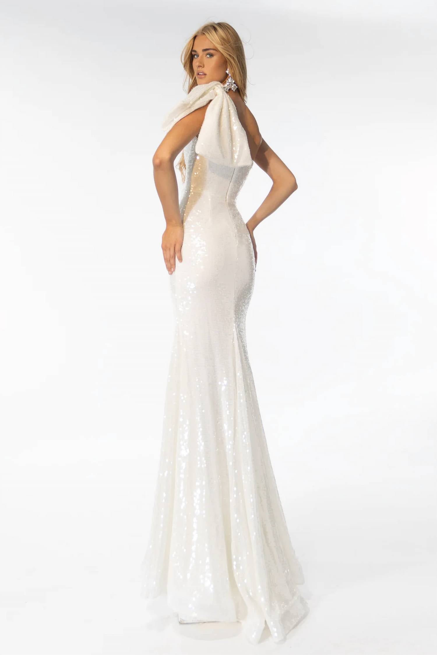 Ava Presley - One Shoulder Sequin Gown With Bow