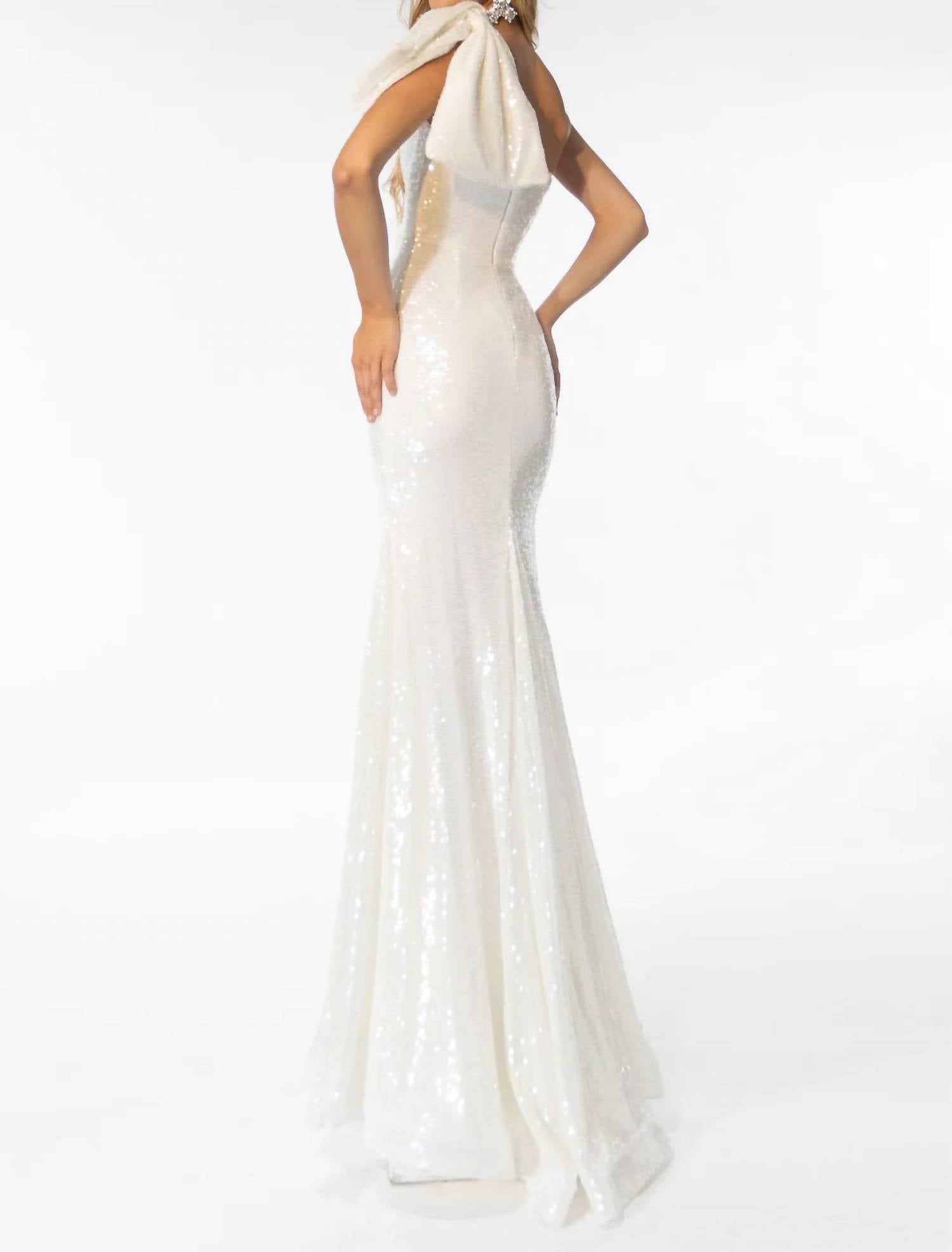 Ava Presley - One Shoulder Sequin Gown With Bow