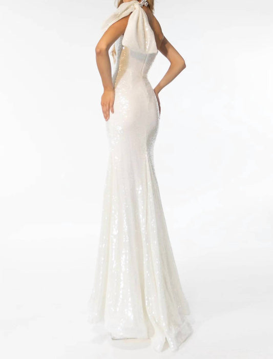 Ava Presley - One Shoulder Sequin Gown With Bow