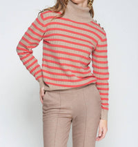 Vilagallo Jr C/Vuel Sweater in beige red - women's long sleeve top