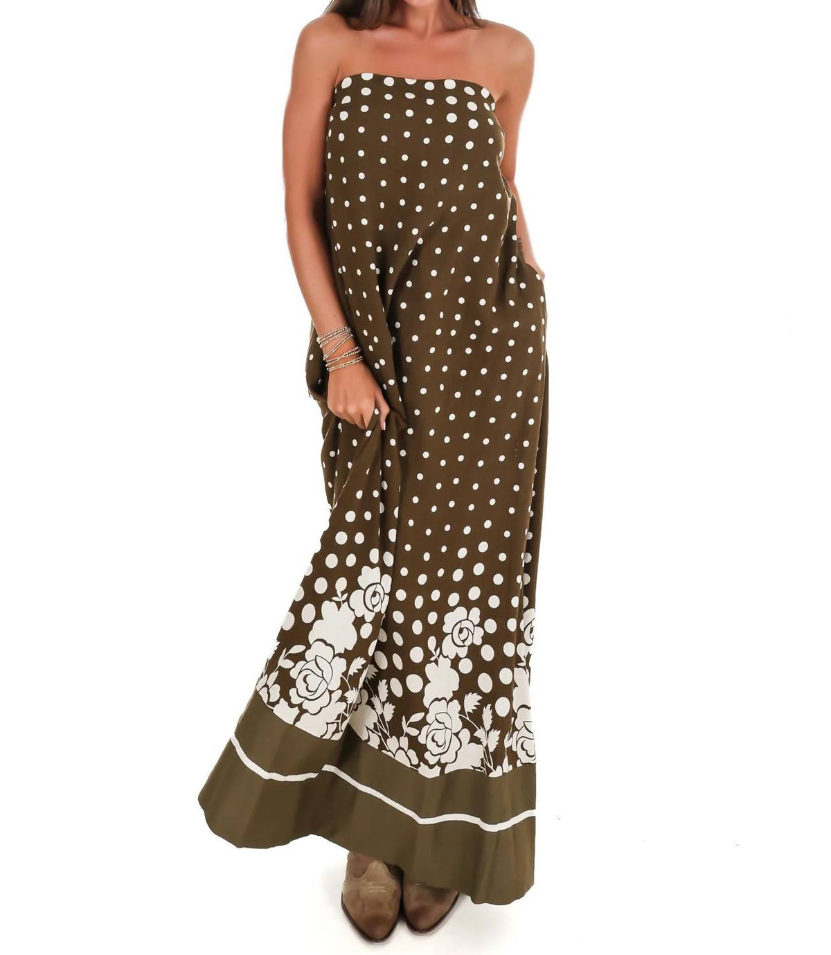 Entro - Everything in Place Strapless Polka Dot Maxi Dress