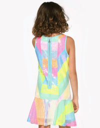 Hannah Banana - Girls Colorblock Sequin Dress