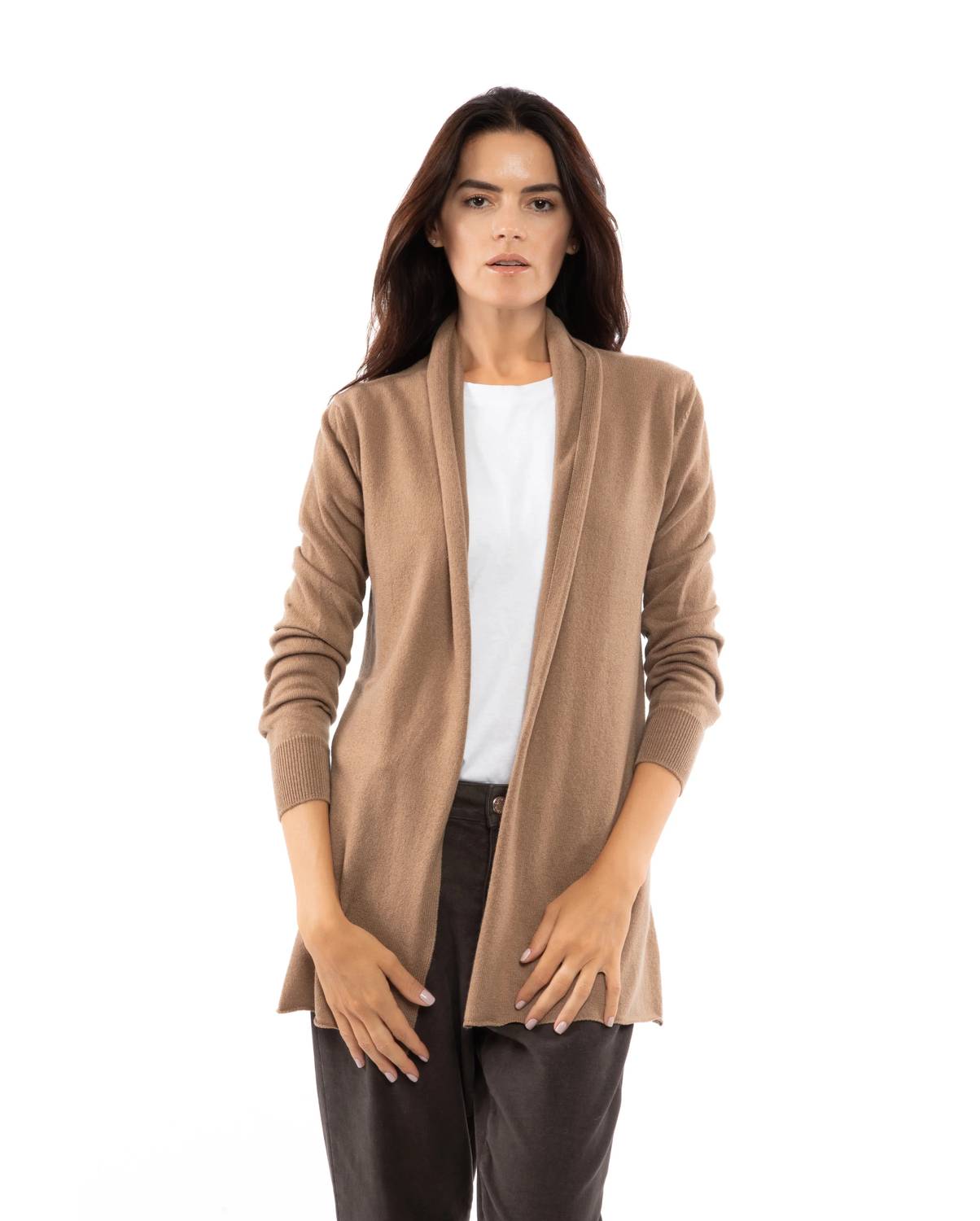 Monticelli Cashmere - Women's Pure Cashmere Long Open Front Cardigan