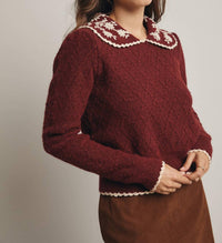Forte - Daisy Embroidered Collar Knit Sweater