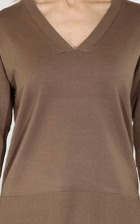 Metric Knits - V-Neck Pullover Sweater with Rib Sleeve