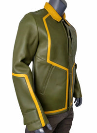 Mcm Worldwide - Men's Winter Leather Stripes Bomber Jacket