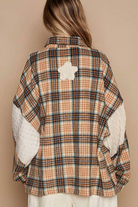 Pol - Vintage Washed Knit Patch Front Pocket Plaid Shirt