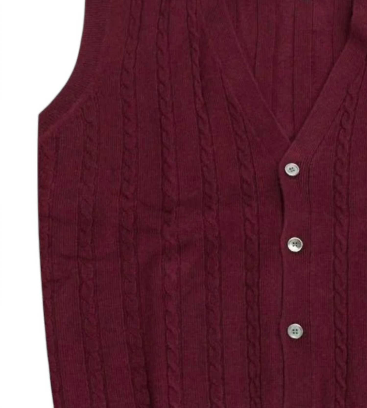 Viyella - Men's Extra Fine Zegna Baruffa Button Front Cable Knit Sweater Vest