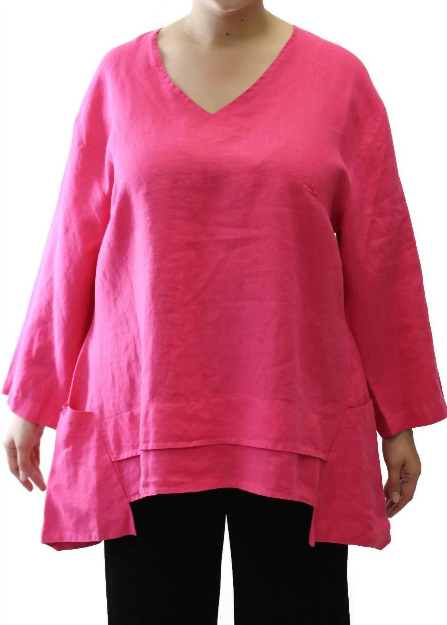 Mosaic - V-neck Pocket Linen Top