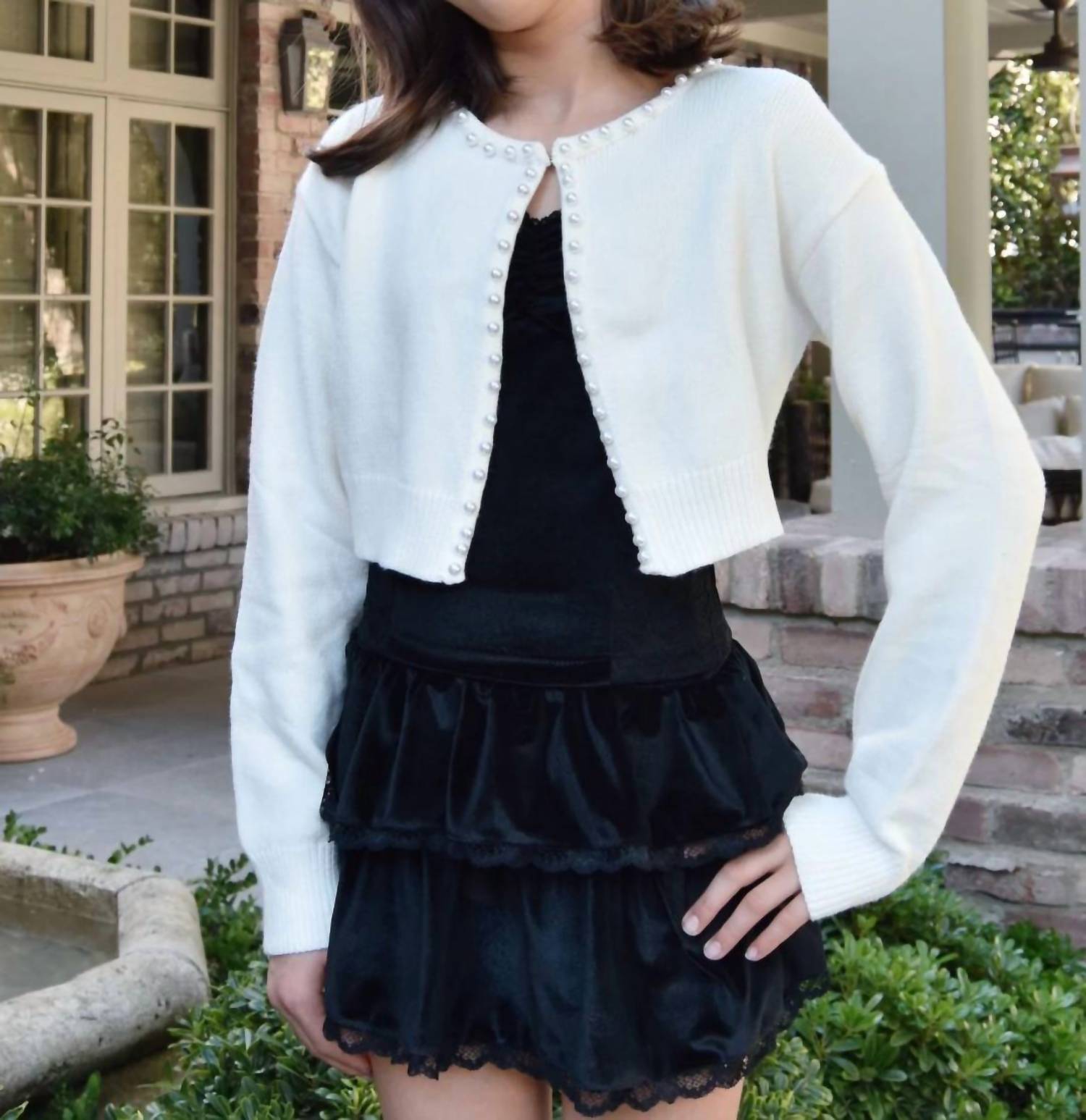 Katie J Nyc - Kitty Pearl Trim Cardigan
