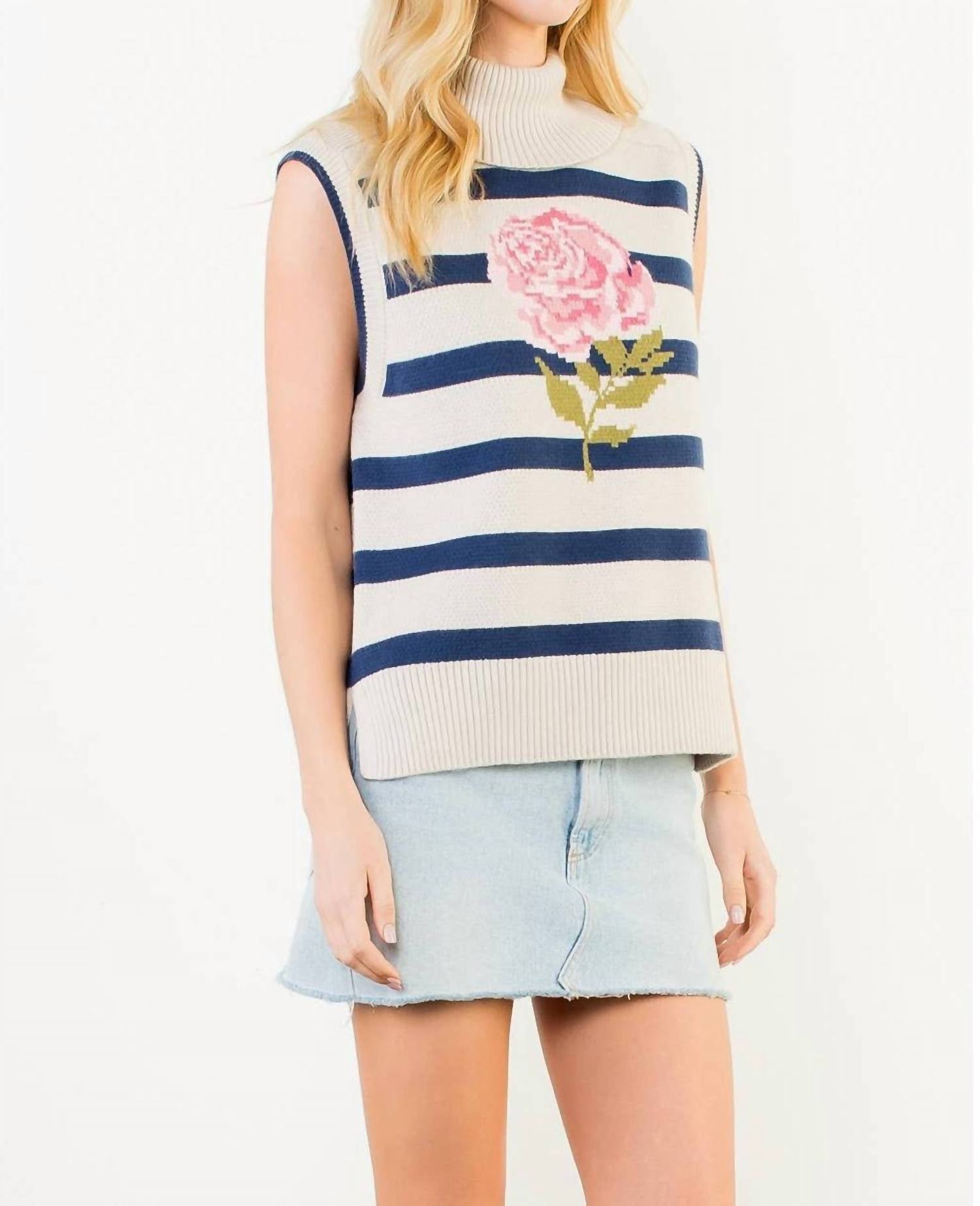 THML Pretty In Pink Sleeveless Knit Sweater in pink sleeveless knit sweater in cream - women's sweater - view 6