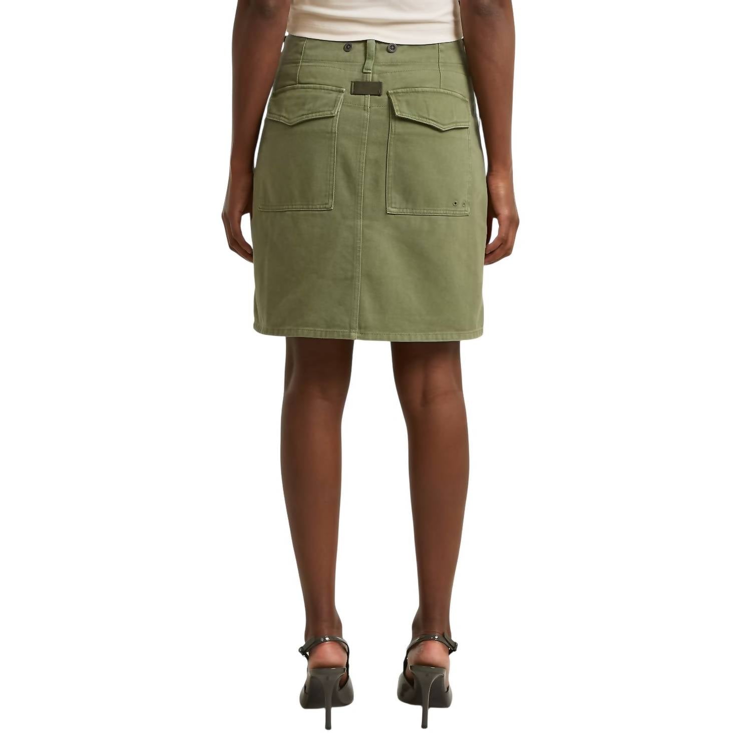G-Star Short Cargo Denim Patch-pocket Mini Skirt in green - women's skirt - detail view