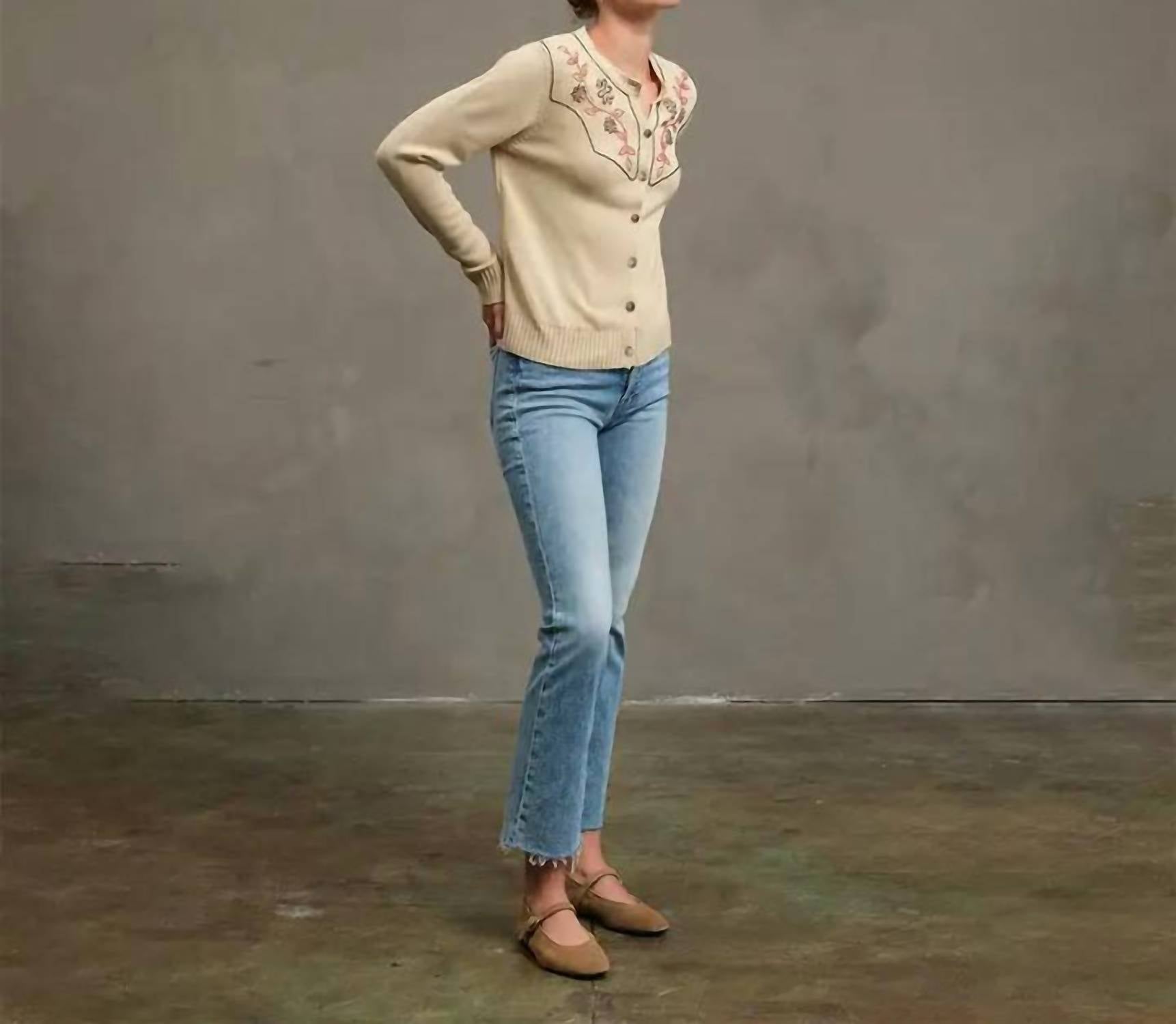 Raisonnel - Embroidered Bead Detail Knit Cardigan