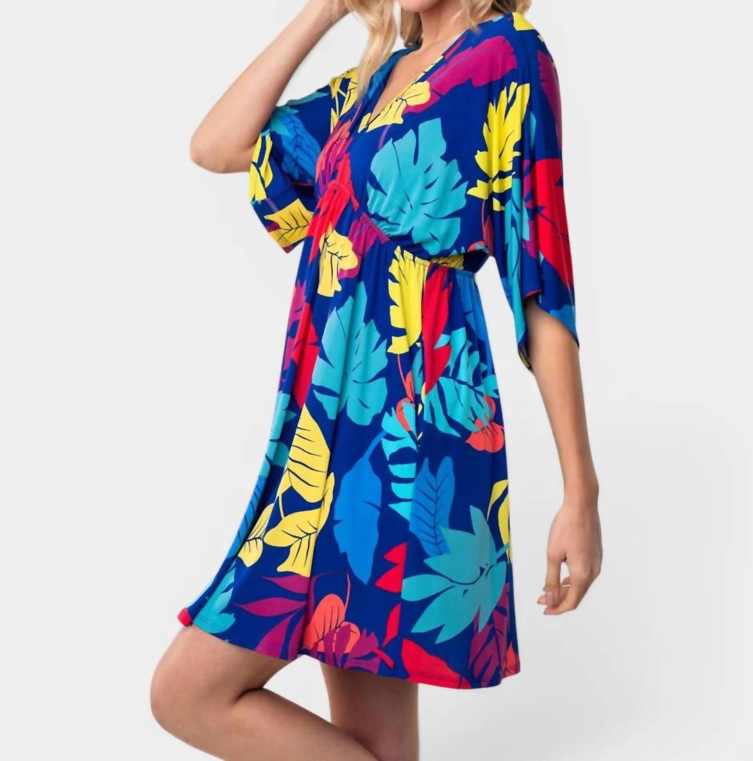 White Birch - Tropical Leaf Meadow Midi Dress