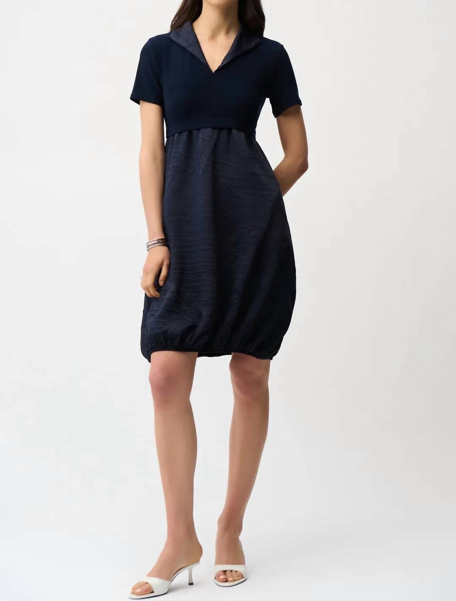 Joseph Ribkoff - Collared Pleated Cocoon Dress