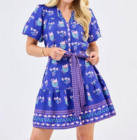 Mary Square Addison Petal Dress in keepsake blue - women's dress - detail view