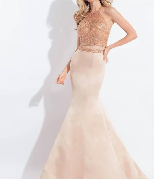 Rachel Allan - Matte Satin Two-piece Mermaid Gown