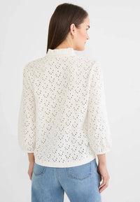 Nic + Zoe - Eyelet Ruffle Neck Shirt