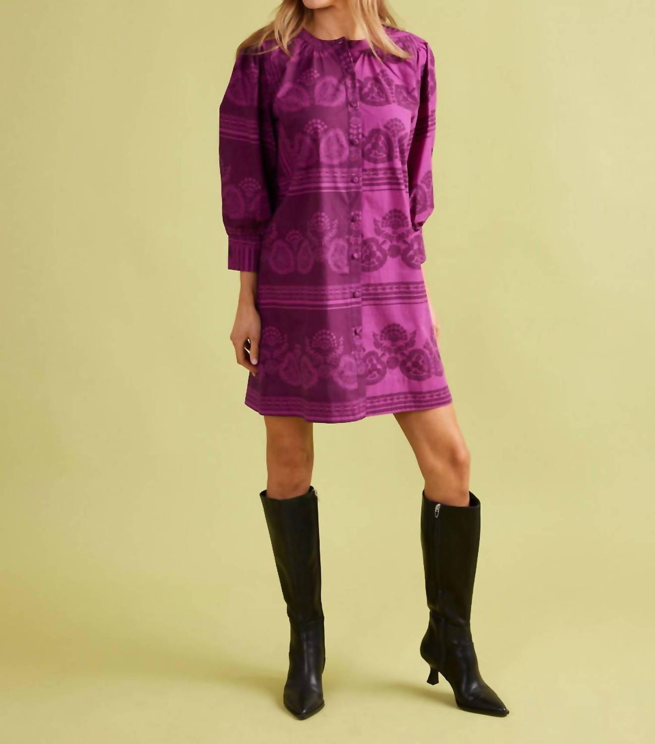 Double A Paloma Mini Dress in garden motif - women's dress - alternate view