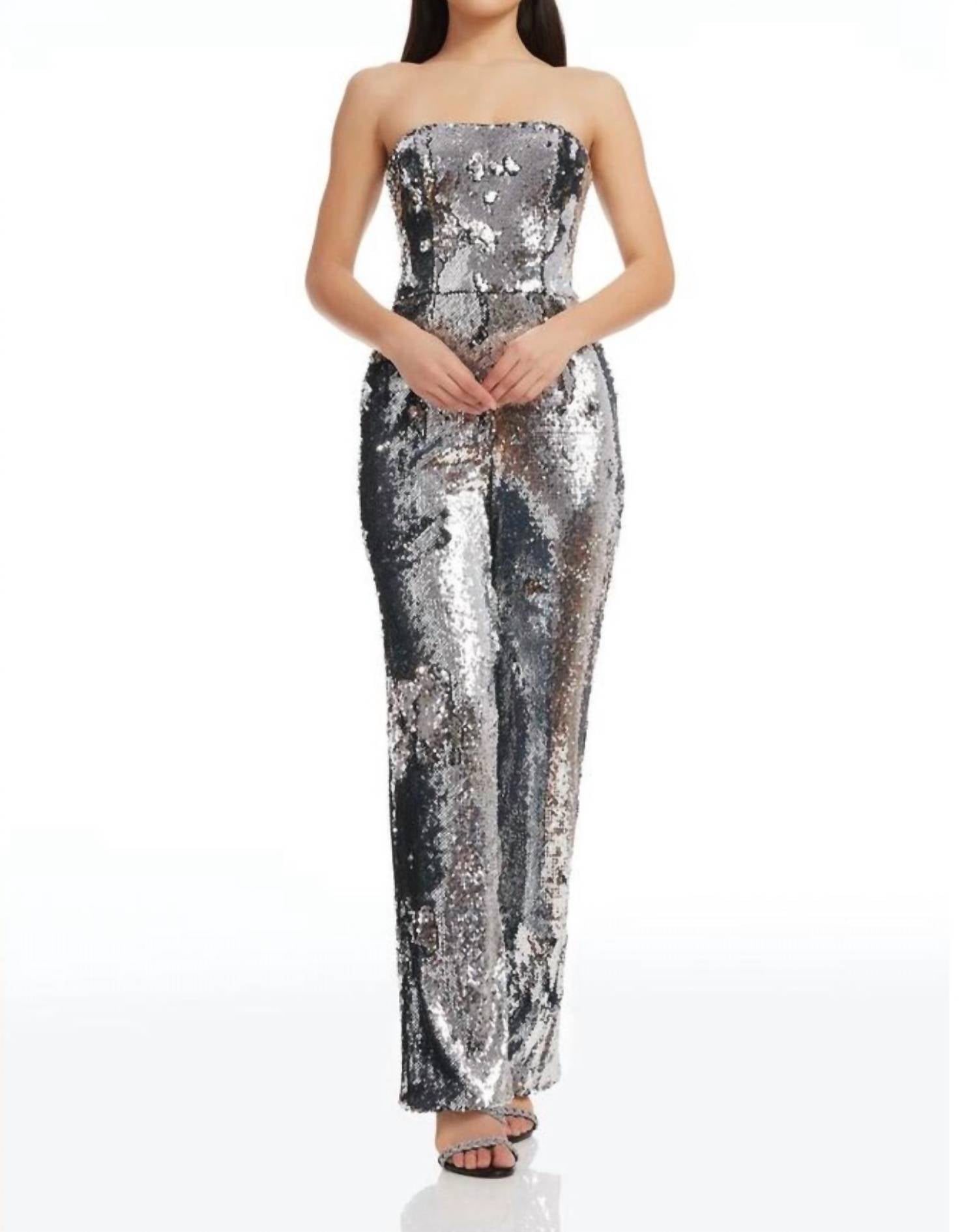 Dress The Population - Andy Sequin Strapless Jumpsuit