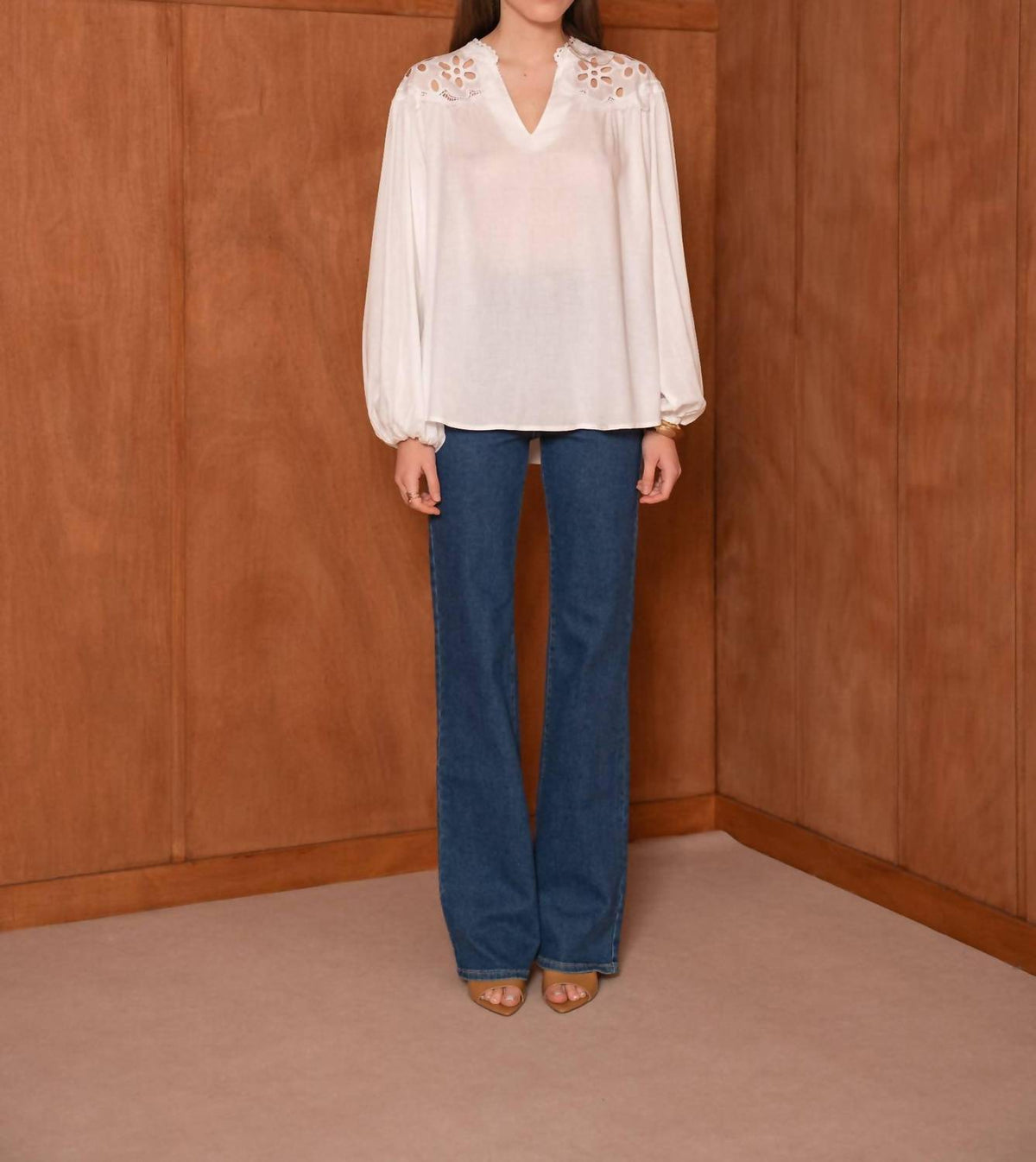 Attentif - Openwork Lace Blouse