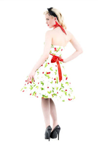 Hearts & Roses - Cherry Blossom Halter Swing Dress