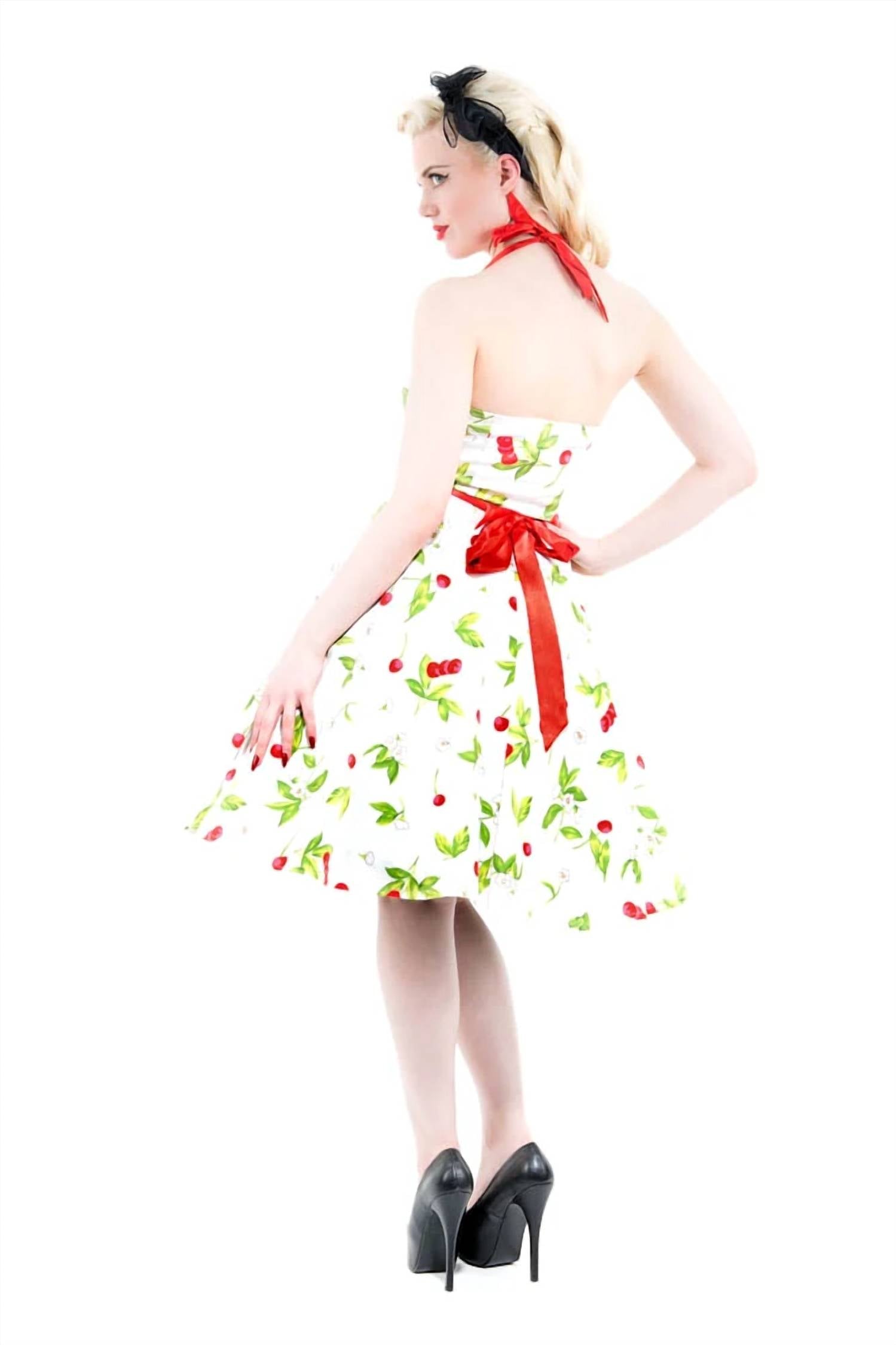 Hearts & Roses - Cherry Blossom Halter Swing Dress