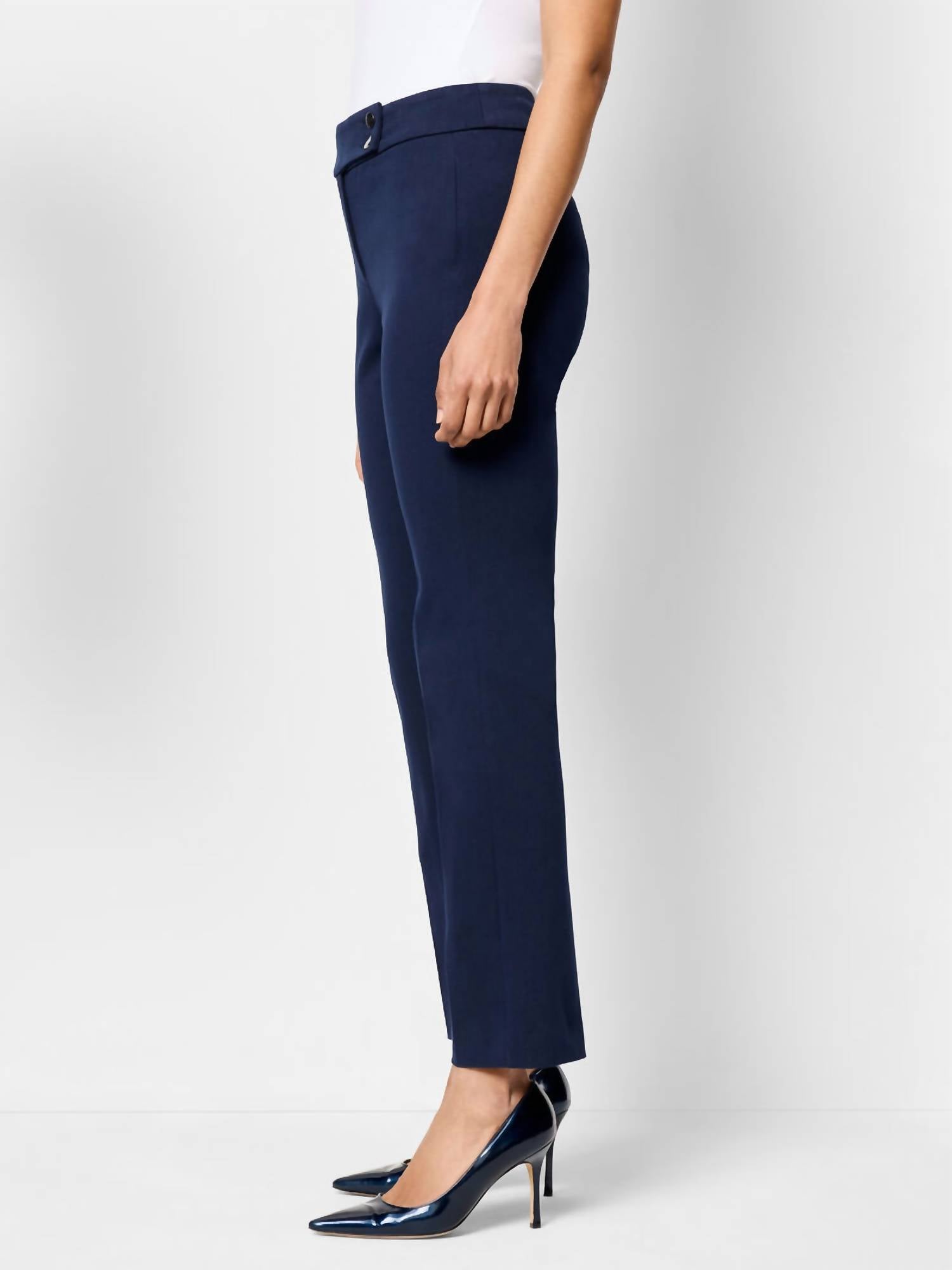 Nic + Zoe - Copley Straight Cotton Bi-stretch Extended Tab Pant
