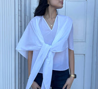Psophia Unstructured Top With Tie in white - women's blouse