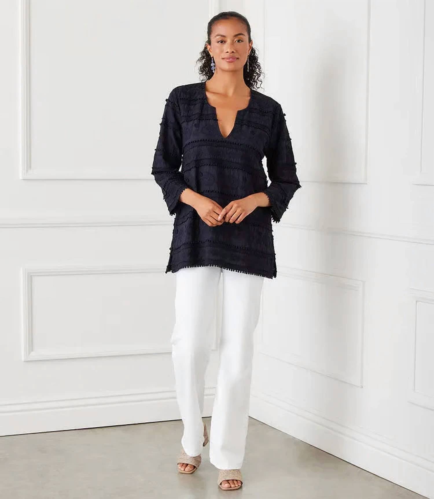 Karen Kane - Nesta Three Quarter Sleeve Embroidered Tunic