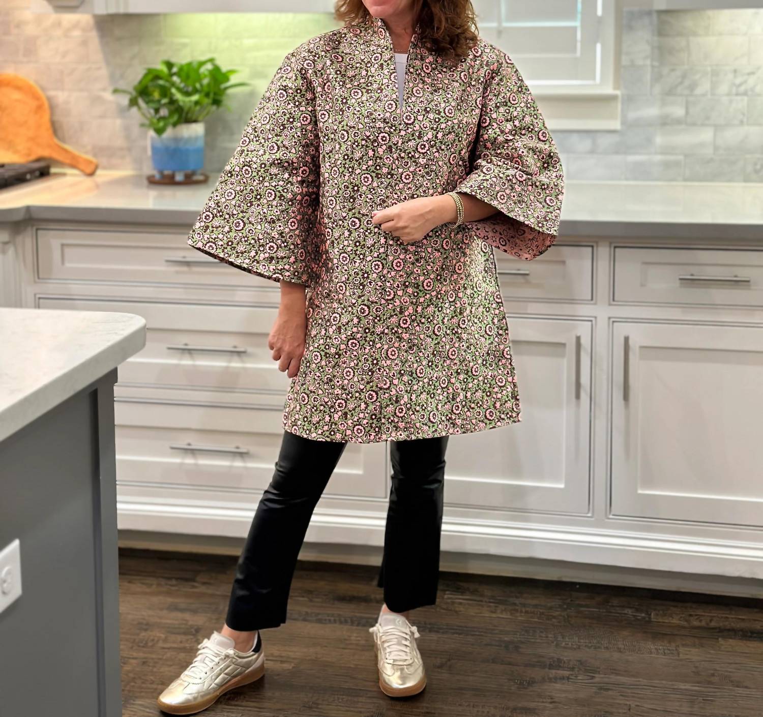Caryn Lawn - Jacquard Floral Open Front Car Coat