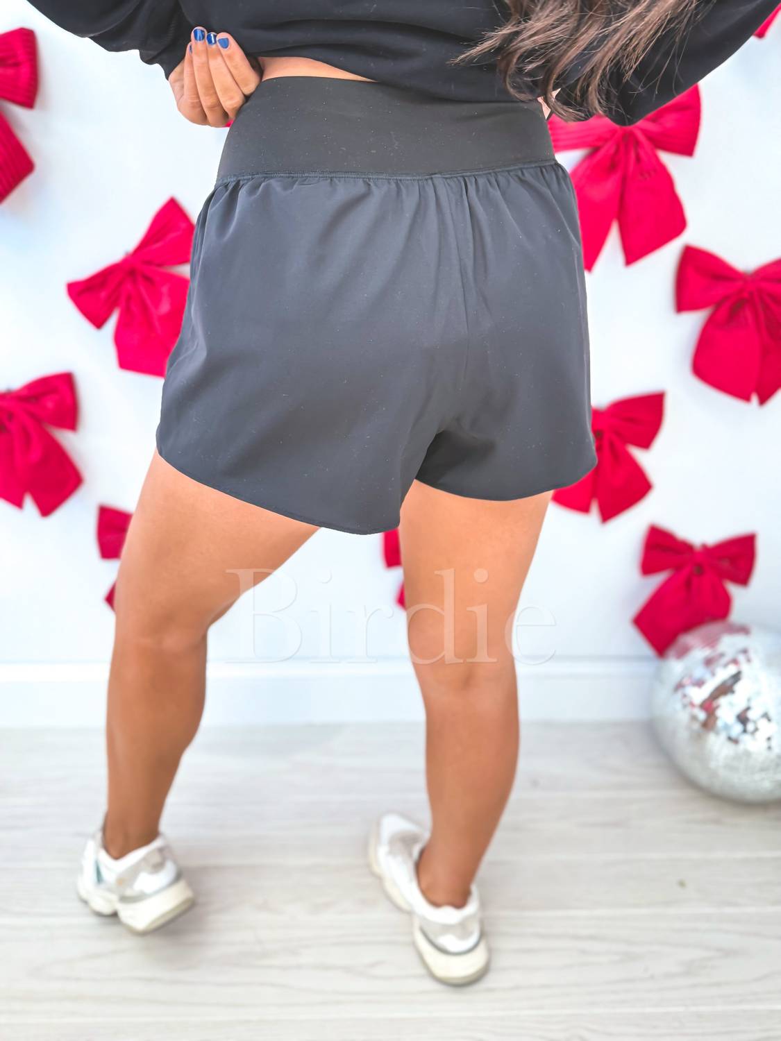 Birdie Crossover Lined Active Shorts in black - women's shorts - alternate view